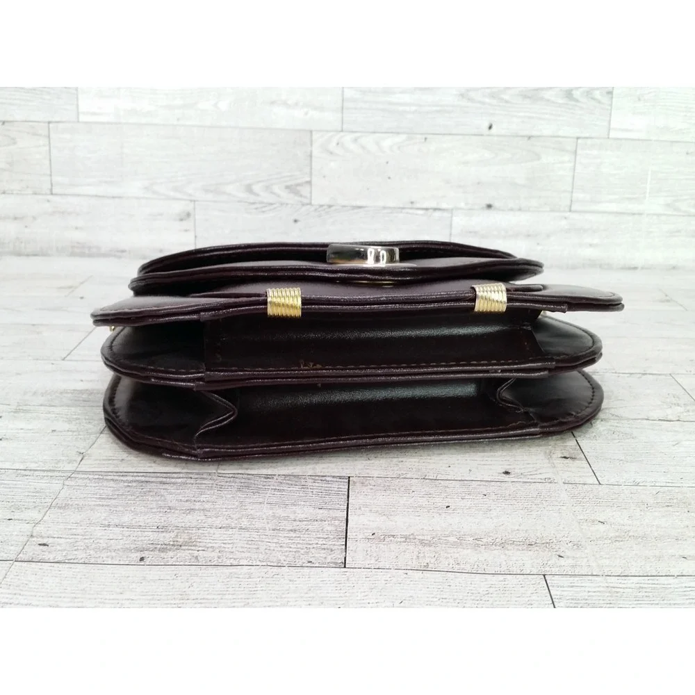 Vintage A Leather Handbag Bag Purse Framed Purse Vintage Mahogany